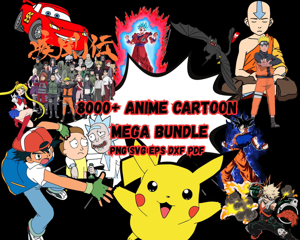 Anime Cartoon Mega Bundle | 8000+ Digital Download Anime Characters Clipart