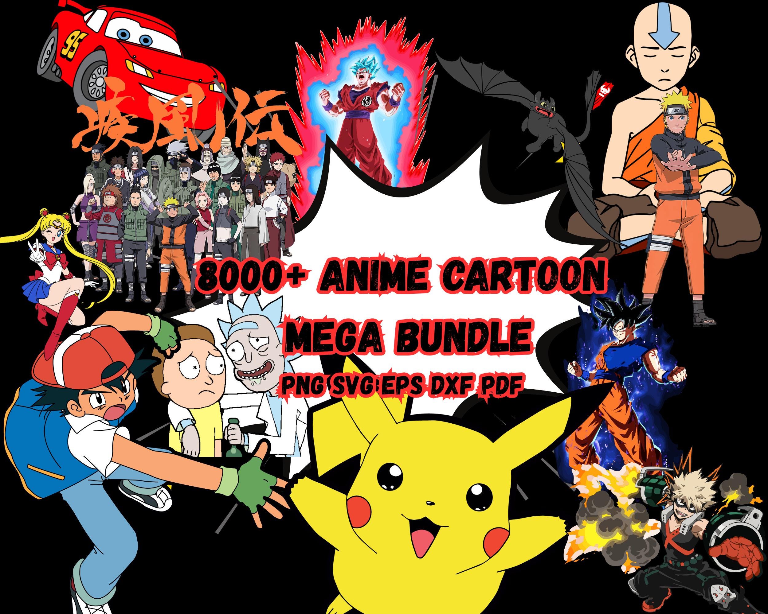 Anime Cartoon Mega Bundle | 8000+ Digital Download Anime Characters Clipart
