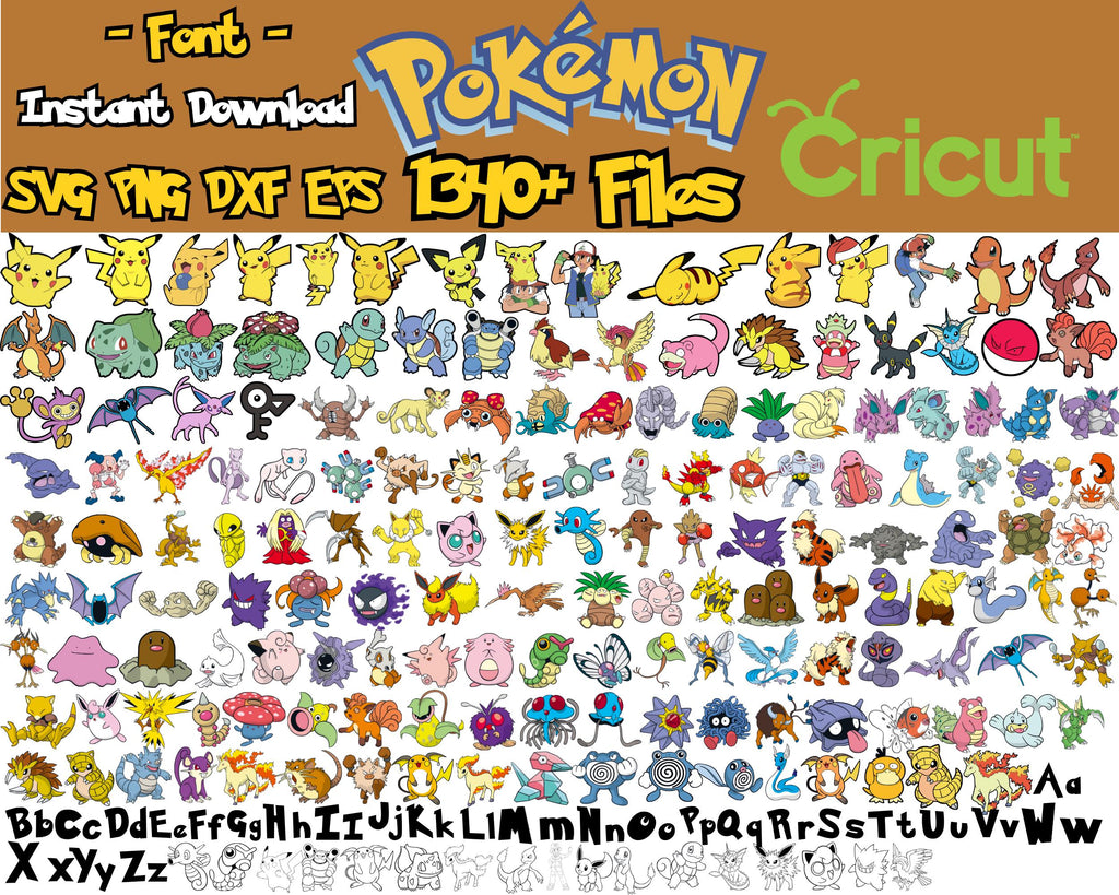 Mega Pokemon Bundle | 1340+ Unique Pokemon Designs | 355+ Png Svg Designs
